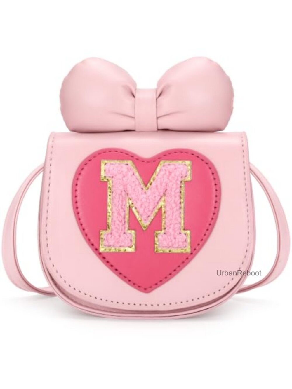 Girls Crossbody Purse Initial M PU Leather Mini Bag Gift